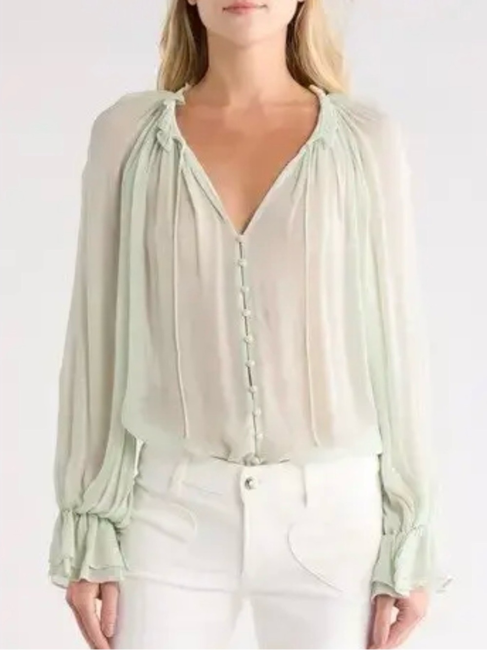 Alice + Olivia Josephine Ruffled Chiffon Blouse